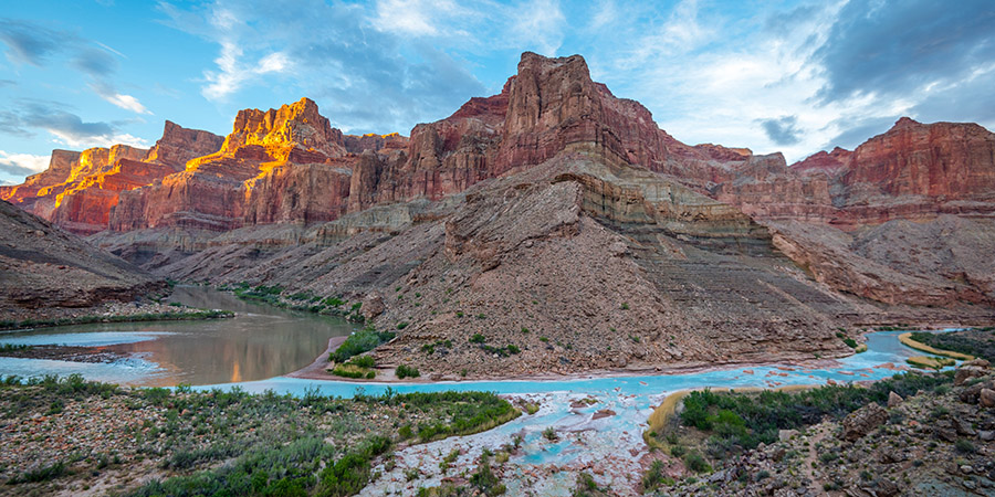 The Grand Canyon and Colorado River from the rim's edge